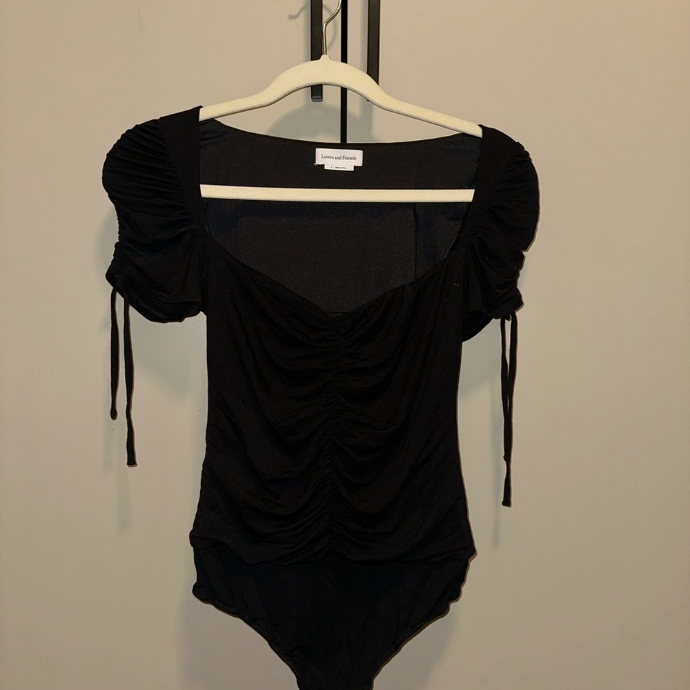 Lovers and Friends Jupiter Black Ruched Bodysuit size Small - Picture 7 of 10